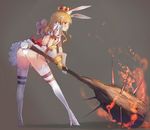 :3 animal_ears ass backless_outfit bangs bare_back baseball_bat blonde_hair blunt_bangs blush buckle bunny_ears bunny_hair_ornament bunny_tail club crown downscaled fire flat_chest frilled_skirt frills from_behind full_body gauntlets gloves grey_background hair_ornament high_heels holding holding_weapon leaning_forward legs_apart long_hair looking_back mace md5_mismatch miniskirt nail nail_bat original panties puff_and_slash_sleeves puffy_short_sleeves puffy_sleeves red_eyes resized ribbon shoes short_sleeves side-tie_panties sidelocks simple_background skirt solo spiked_club standing sumisu_(mondo) tail thigh_strap thighhighs two-handed underwear weapon weapon_request white_footwear white_legwear white_panties 