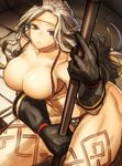  absurdres amazon_(dragon's_crown) armor bikini_armor blonde_hair breasts chirigami-san cleavage dragon's_crown feathers gloves hair_feathers headband highres large_breasts long_hair looking_at_viewer purple_eyes solo tattoo thick_thighs thighs 