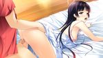  1girl absurdres areolae ass bed bent_over black_hair blush bra breasts censored doggystyle game_cg habane_kotori highres kono_oozora_ni_tsubasa_wo_hirogete legs long_hair looking_back nipples no_panties open_clothes open_mouth penis purple_eyes purple_hair pussy sex small_breasts thighs underwear vaginal yashima_takahiro 