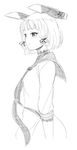  alternate_hair_length alternate_hairstyle bangs blunt_bangs dress greyscale hair_ribbon kantai_collection md5_mismatch monochrome murakumo_(kantai_collection) nathaniel_pennel necktie profile ribbon sailor_dress short_hair simple_background sketch solo white_background 