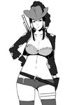  1girl breasts character_request cowboy_hat ganto hat large_breasts monochrome nico_robin one_piece simple_background 