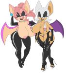  2015 anthro areola bessi_the_bat big_breasts breasts chiropteran clothed clothing duo erect_nipples fan_character female footwear hi_res high_heels huge_breasts mammal membranous_wings nipples platform_footwear platform_heels prostitution ravnic rouge_the_bat shoes skimpy smile sonic_(series) topless wings 
