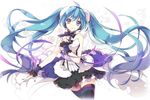  7th_dragon_(series) 7th_dragon_2020 aqua_eyes aqua_hair bare_shoulders hatsune_miku jonejung long_hair solo thighhighs twintails very_long_hair vocaloid 