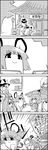  1girl 4koma animal_ears basket braid broom broom_riding comic commentary crescent crescent_hair_ornament dowsing_rod greyscale hair_ornament hat highres house kamishirasawa_keine karakasa_obake kirisame_marisa kochiya_sanae monochrome morichika_rinnosuke mouse_ears mouse_tail mushroom nameko_(osawari_tantei) nature nazrin patchouli_knowledge running shaded_face shoujo_kitou-chuu sign silent_comic single_braid smile tail tani_takeshi tatara_kogasa touhou translated umbrella witch_hat yukkuri_shiteitte_ne |_| 