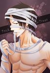  1boy costume freckles halloween male male_focus mouth_hold mummy one_piece portgas_d_ace satomi0403 solo topless 