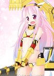  drag_shovel_(ole_tower) elbow_gloves gloves inuarashi long_hair mini_excavator_(ole_tower) ole_tower pink_eyes pink_hair solo thighhighs 