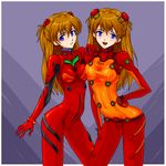  :d asymmetrical_docking bangs blue_eyes blush bodysuit bracer breast_press breasts brown_hair contrapposto covered_navel cowboy_shot dual_persona english evangelion:_2.0_you_can_(not)_advance expressionless gloves gradient gradient_background grey_background hair_between_eyes hair_ornament hairpods half_updo hand_on_another's_shoulder hand_on_hip leaning_forward legs_apart long_hair looking_at_viewer multicolored multicolored_bodysuit multicolored_clothes multiple_girls neon_genesis_evangelion number oekaki open_mouth orange_bodysuit pilot_suit plugsuit rebuild_of_evangelion red_bodysuit see-through shikinami_asuka_langley skinny smile souryuu_asuka_langley standing test_plugsuit time_paradox turtleneck yuuki_(silent_moon) 
