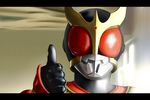  horns kamen_rider kamen_rider_kuuga kamen_rider_kuuga_(series) letterboxed male_focus qontamblue red_eyes solo thumbs_up upper_body 