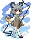  animal_ears basket grey_hair jewelry lowres mochiya_marosuke mouse mouse_ears mouse_tail nazrin pendant red_eyes short_hair solo tail touhou 
