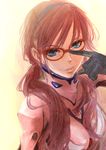  blue_eyes bodysuit face glasses headband kito_(coyo) lips long_hair makinami_mari_illustrious neon_genesis_evangelion pink_bodysuit plugsuit rebuild_of_evangelion red_hair smug solo 