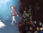  4girls artist_request black_hair blonde_hair book braid brown_hair egg extra_arms kneehighs long_hair madotsuki miniskirt monoe monoko multiple_girls pink_shirt poniko ponytail purple_skirt sekomumasada_sensei shirt skirt socks sweater twin_braids yume_nikki 