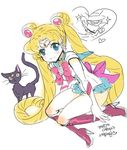  back_bow bishoujo_senshi_sailor_moon black_cat blonde_hair blue_eyes blue_sailor_collar blue_skirt boots bow cat choker double_bun earrings elbow_gloves gloves high_heels jewelry knee_boots long_hair luna_(sailor_moon) magical_girl red_bow sailor_collar sailor_moon sailor_senshi_uniform shoes skirt taruk tiara tsukino_usagi tuxedo_kamen twintails very_long_hair white_gloves 