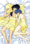  1girl afterglow barefoot bed breasts medium_breasts nude ranma_1/2 saotome_ranma sideboob sleeping tendou_akane 