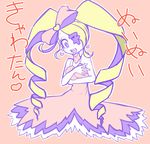  1girl blonde_hair blue_eyes bow breasts drill_hair eyepatch female harime_nui kannzou15 kill_la_kill long_hair solo translation_request twin_drills twintails 