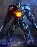  gipsy_danger glowing highres mecha mokyu no_humans pacific_rim realistic science_fiction super_robot water weapon 