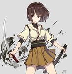  amagai_tarou brown_eyes brown_hair hyuuga_(kantai_collection) kantai_collection short_hair solo sword weapon 
