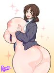  1girl agawa_ryou ass bottomless breast_hold breasts curvy fat female huge_ass huge_breasts no_bra plump solo 