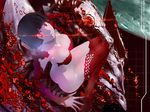  bangs benisuzume_(gauna) black_hair blunt_bangs breasts gauna glowing glowing_eye large_breasts placenta_(sidonia_no_kishi) red_eyes short_hair sidonia_no_kishi space spoilers star star_(sky) stregoicavar 