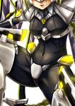  blazblue blonde_hair bodysuit braid breasts eltnage highres lambda-11 lips long_hair mecha_musume medium_breasts visor 