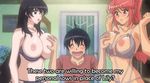  1boy 2girls animated animated_gif black_hair breast_grab breasts grabbing high_ponytail kaya_blanche large_breasts lingerie long_hair lowres morino_yuuko multiple_girls nipples pink_hair ponytail tentacle_and_witches underwear very_long_hair 