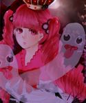 1girl 8chinchin bangs capelet ghost long_sleeves one_piece perona pink_eyes pink_hair red_cape solo twintails 