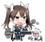  &gt;_&lt; :d :o chibi closed_eyes fairy_(kantai_collection) gochou_(atemonai_heya) hair_ribbon kantai_collection lowres machinery multiple_girls open_mouth pelvic_curtain remodel_(kantai_collection) ribbon school_uniform size_difference smile tears tone_(kantai_collection) twintails v-shaped_eyebrows white_ribbon xd 