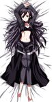  bad_id bad_pixiv_id barefoot black_eyes black_hair bra dakimakura fingerless_gloves full_body genderswap genderswap_(mtf) gloves highres kirito kirito_(sao-ggo) long_hair lying on_back open_clothes panties purlchite solo sword_art_online underwear very_long_hair 