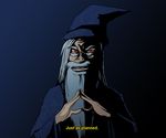  albus_dumbledore death_note evil_smile fake_screenshot fingers_together glasses grey_hair harry_potter hat just_as_planned long_beard long_hair red_eyes smile wizard wizard_hat 