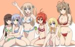  6+girls amagi_brilliant_park antenna_hair bikini blonde_hair blush breasts cleavage embarrassed flat_chest high_resolution koborii_(amaburi) large_breasts latifa_fleuranza medium_breasts multiple_girls muse_(amaburi) navel phone salama_(amaburi) sento_isuzu side-tie_bikini sitting small_breasts string_bikini swimsuit sylphy_(amaburi) 