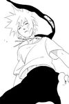  1boy barefoot eyes_closed forehead_protector male male_focus monochrome namikaze_minato naruto sketch solo terragin younger 