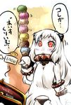  black_panties check_translation chocolate dress food holding horns ice_cream ice_cream_cone kantai_collection long_hair mittens northern_ocean_hime open_mouth panties red_eyes shinkaisei-kan sketch solo sparkling_eyes too_many too_many_scoops translated translation_request underwear white_dress white_hair white_skin yuzu_momo 