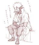  1boy male male_focus monochrome namikaze_minato naruto sketch solo terragin translation_request 