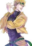  bad_id bad_pixiv_id blonde_hair dio_brando headband heart jacket jojo_no_kimyou_na_bouken male_focus solo yano_(404878) yellow_jacket 