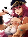  1girl blue_eyes bracelet breasts choker cody_travers collar cuffs final_fight final_fight_i handcuffs hat heart highres jewelry large_breasts long_hair looking_at_viewer nemunemu_(bluelight5) pink_hair poison_(final_fight) riding_crop street_fighter street_fighter_iv_(series) tank_top 