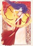  arrow art_nouveau bare_shoulders bishoujo_senshi_sailor_moon bow_(weapon) breasts choker cleavage collarbone dress fire hino_rei jewelry long_hair looking_at_viewer mars_symbol medium_breasts necklace nickii25 princess_mars purple_eyes purple_hair red_dress ribbon solo standing very_long_hair weapon 
