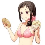  bad_id bad_pixiv_id bread brown_hair drill_hair fang food ichikawa_(addiction) idolmaster idolmaster_cinderella_girls lowres oohara_michiru pink_eyes solo 