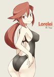  alternate_costume ass back_cutout bad_id bad_twitter_id breasts character_name competition_swimsuit elite_four from_behind kanna_(pokemon) large_breasts long_hair looking_back no_eyewear one-piece_swimsuit pokemon pokemon_(game) pokemon_frlg pokemon_rgby ponytail red_eyes red_hair smile solo souji swimsuit twitter_username 