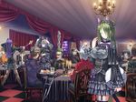  6+boys akaza animal_ears bandages candle cat_ears cat_tail chandelier change!_ano_ko_ni_natte_kunkun_peropero chuunibyou coffin cosplay_cafe cross eyepatch formal frills gendou_pose gothic gothic_lolita hands_clasped lolita_fashion multiple_boys multiple_girls own_hands_together pantyhose pose shirt sitting skeleton smile suit sunglasses table tail tanabe_rumia taut_clothes taut_shirt waitress 