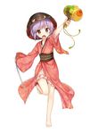  arm_up bad_id bad_pixiv_id barefoot bowl frills full_body highres holding_needle japanese_clothes kimono long_sleeves mallet miracle_mallet needle obi open_mouth purple_hair red_eyes sash shinoba short_hair simple_background solo sukuna_shinmyoumaru touhou white_background wide_sleeves 