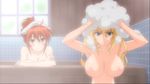  2girls animated animated_gif bathing blonde_hair blue_eyes blush breasts large_breasts long_hair matsu_(sekirei) multiple_girls nipples nude red_eyes sekirei tsukiumi water wet 