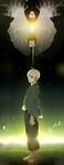  absurdres blood ginko green_eyes highres japanese_clothes male_focus mushishi shirotaka_(5choume) solo white_hair younger 