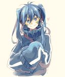  blue_eyes blue_hair ene_(kagerou_project) headphones heart kagerou_project long_hair looking_at_viewer nuriko-kun simple_background sketch sleeves_past_fingers sleeves_past_wrists smile solo twintails upper_body white_background 