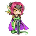  armor breasts cape chibi claws cleavage dragon_girl dragon_tail full_body granberia horns jing_li medium_breasts mon-musu_quest! pauldrons planted_sword planted_weapon pointy_ears red_hair scales solo sword tail transparent_background weapon yellow_eyes 