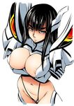  areola_slip areolae armor black_hair blue_eyes breast_hold breasts cleavage cleavage_cutout crossed_arms frown junketsu kill_la_kill kiryuuin_satsuki large_breasts long_hair noise_(tsuzuki) spikes suspenders thighhighs 