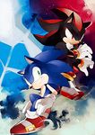  bad_id bad_pixiv_id frown furry gloves grin multiple_boys naoko_(juvenile) shadow_the_hedgehog shoes smile sneakers sonic sonic_the_hedgehog 