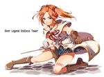  aqua_eyes blade copyright_name file_(ole_tower) gloves hair_ornament hairclip jewelry mataichi_mataro necklace ole_tower orange_hair short_twintails solo twintails 
