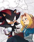  bad_id bad_pixiv_id blonde_hair blue_eyes book cup furry hairband maria_robotnik mug naoko_(juvenile) partially_colored red_eyes shadow_the_hedgehog smile sonic_the_hedgehog 
