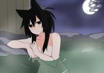  animal_ears bad_deviantart_id bad_id bathing black_hair blake_belladonna blush broken_moon cat_ears highres moon nude outdoors rwby shikniful smile solo yellow_eyes 