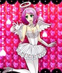  1girl alisa_boskonovich android gloves green_eyes halloween halo high_heels ootori_sen_na_gatsu pink_hair ribbon short_hair tekken thighhighs wings 