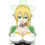  animated animated_gif blinking blonde_hair bouncing_breasts breasts bryanz09 choker cleavage emofuri green_eyes large_breasts leafa long_hair pointy_ears ponytail smile sword_art_online 